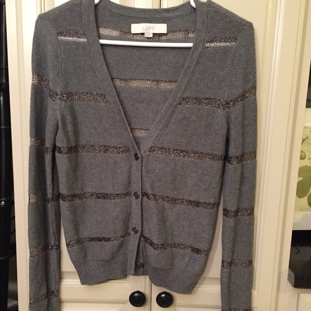 Ann Taylor Loft slate gray cardigan